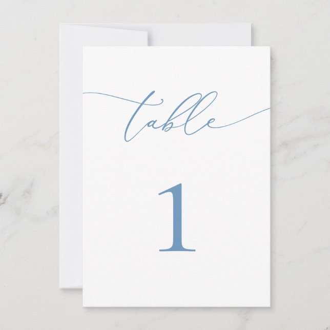 Dusty Blue & White Wedding/Event Table Number (Front)