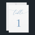 Dusty Blue & White Wedding/Event Table Number<br><div class="desc">(**PLEASE NOTE: To order,  simply adjust your table number and add each number to your cart separately. Then check out once you are finished.) Beautiful,  elegant,  modern and minimalist,  table number card. Fully customisable with your table numbers.</div>