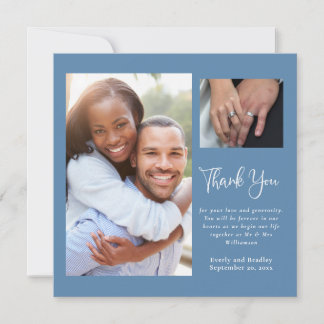 Dusty Blue White Wildflower Wedding Thank You  Invitation