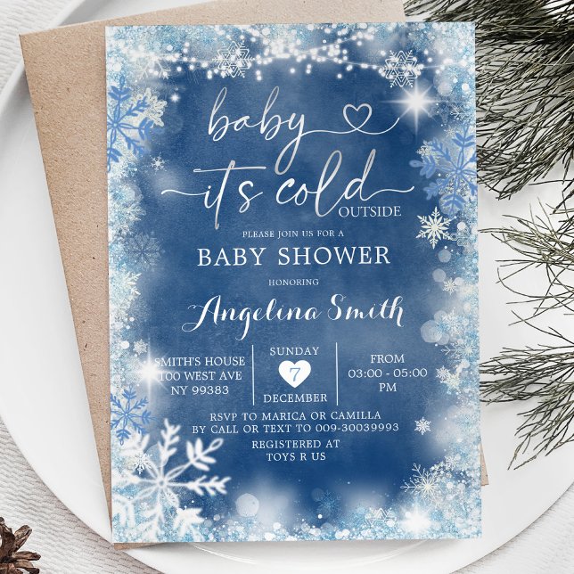 Dusty Blue & White Winter Baby Shower Invite11 Invitation (Creator Uploaded)