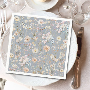 Dusty Blue Wildflower Baby Shower  Napkin