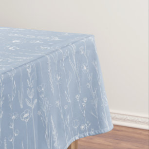Dusty Blue Wildflower Baby Shower Tablecloth