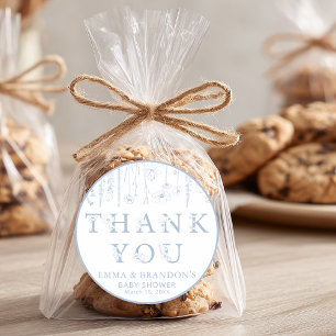 Dusty Blue Wildflower Baby Shower Thank You Classic Round Sticker