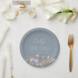 Dusty Blue Wildflower Boho Bridal Shower In Bloom Paper Plate<br><div class="desc">Celebrate your bridal shower with a touch of bohemian beauty with our Wildflower Boho Bridal Shower Napkins. These high-quality plates feature a stunning wildflower design that will add a touch of whimsy and elegance to your special event. The soft, absorbent material is perfect for keeping guests comfortable and clean throughout...</div>