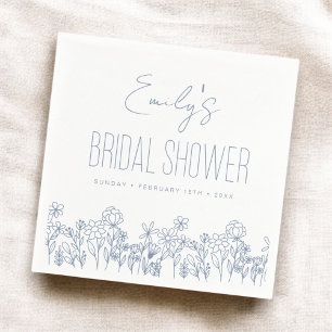 Dusty Blue Wildflower Boho Bridal Shower Napkin