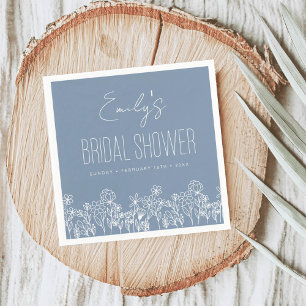 Dusty Blue Wildflower Boho Bridal Shower Napkin