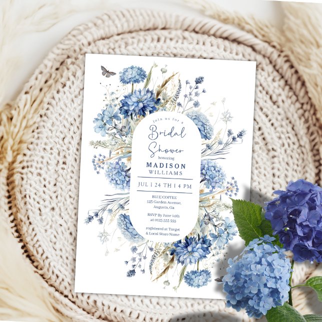 Dusty Blue Wildflower  Boho Chic Bridal Shower Invitation (Creator Uploaded)