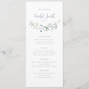 Dusty Blue Wildflower Boho Wedding Guest Name Menu
