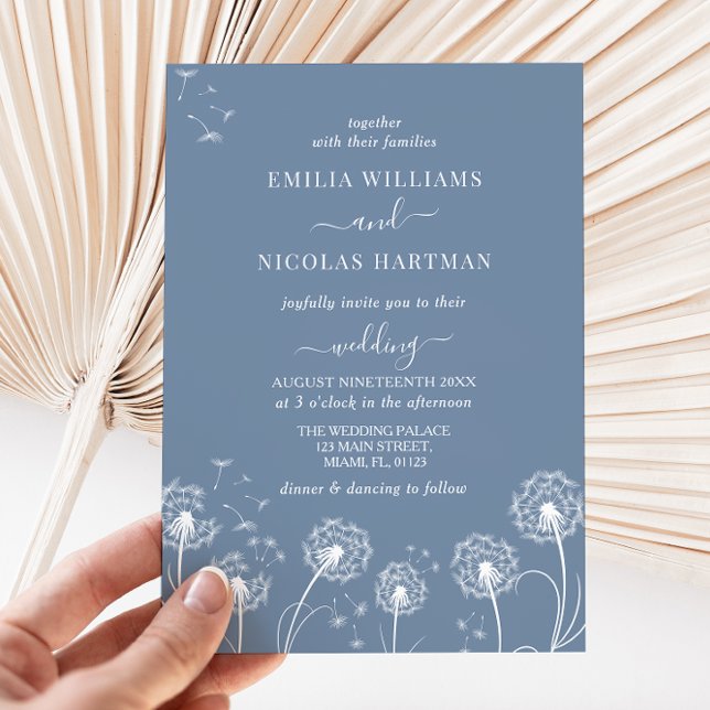 Dusty Blue Wildflower Boho Wedding Invitation (Creator Uploaded)