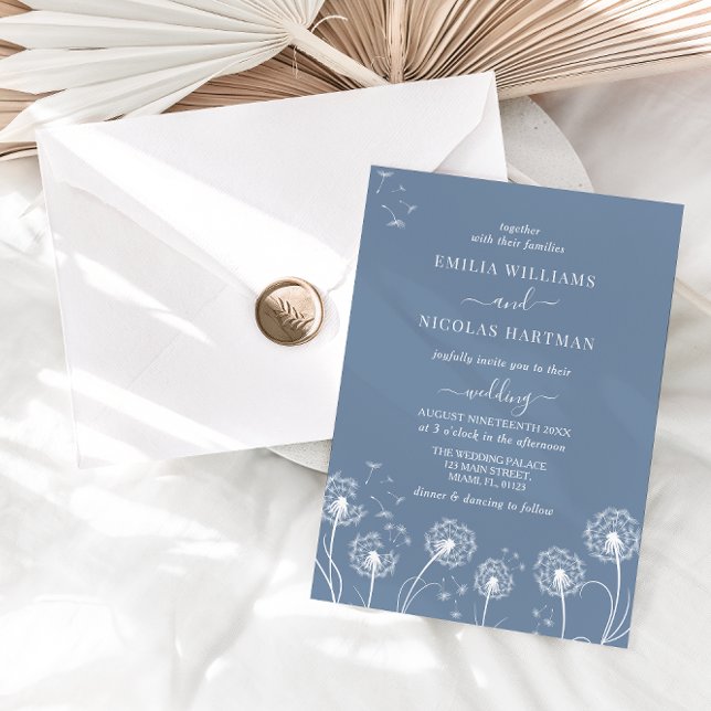 Dusty Blue Wildflower Boho Wedding Invitation (Creator Uploaded)