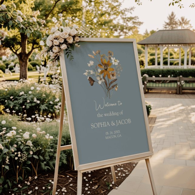 Dusty Blue Wildflower Boho Wedding Welcome Poster (Creator Uploaded)