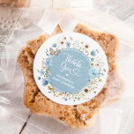 Dusty Blue Wildflower Boy Baby Shower Classic Round Sticker<br><div class="desc">This delightful stricker features boho-inspired wildflowers in a warm palette of muted dusty blue,  sage green,  beige,  and mustard yellow.</div>