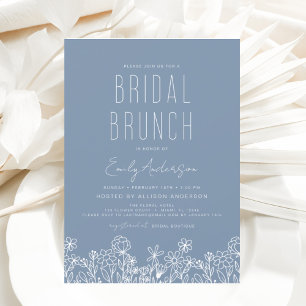 Dusty Blue Wildflower Bridal Brunch Bridal Shower Invitation