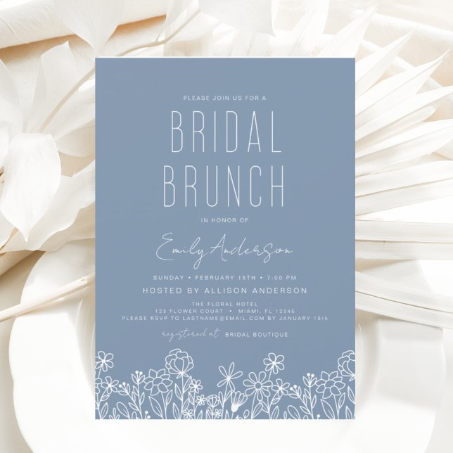 Dusty Blue Wildflower Bridal Brunch Bridal Shower Invitation (Creator Uploaded)