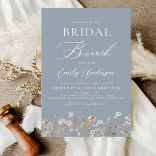 Dusty Blue Wildflower Bridal Brunch Bridal Shower Invitation