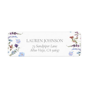 Dusty Blue Wildflower Bridal Return Address Return Address Label