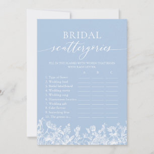 Dusty Blue Wildflower Bridal Scattergories Game Invitation