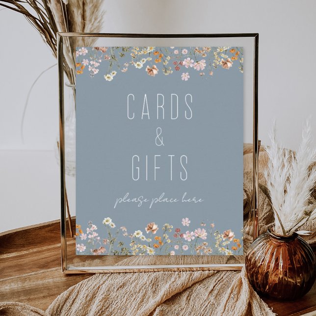 Dusty Blue Wildflower Bridal Shower Cards Gifts Poster (Creator Uploaded)