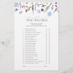 Dusty Blue Wildflower Bridal Shower Game
