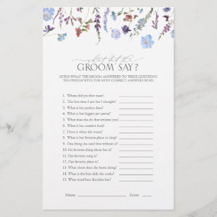 Dusty Blue Wildflower Bridal Shower Game
