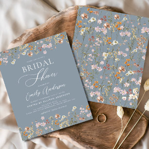 Dusty Blue Wildflower Bridal Shower Invitation