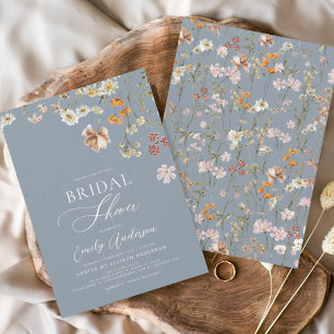Dusty Blue Wildflower Bridal Shower Invitation