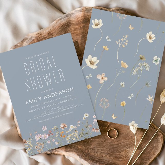 Dusty Blue Wildflower Bridal Shower Invitation (Creator Uploaded)