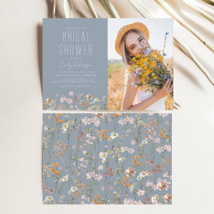 Dusty Blue Wildflower Bridal Shower Invitation