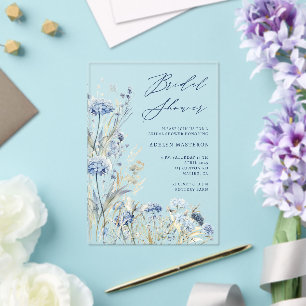 Dusty Blue Wildflower Bridal Shower Invitation