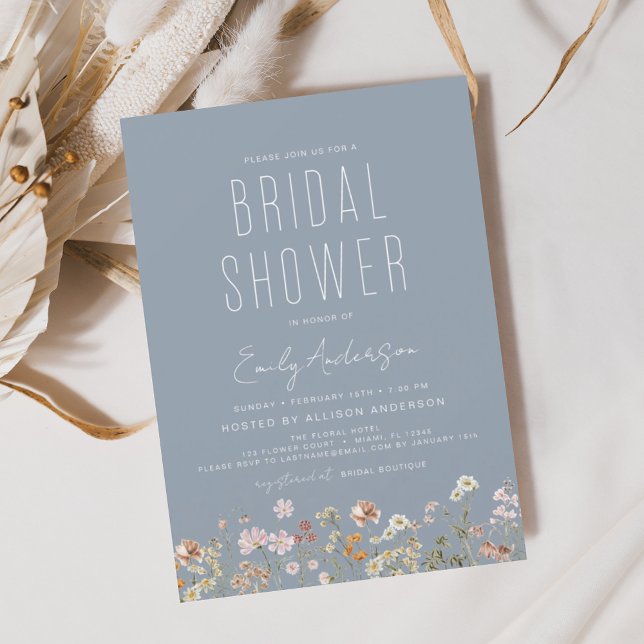 Dusty Blue Wildflower Bridal Shower Invitation Flyer (Creator Uploaded)