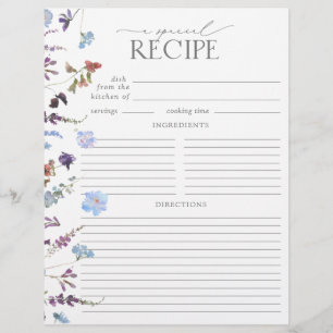 Dusty Blue Wildflower Bridal Shower Recipe Page