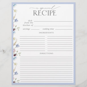 Dusty Blue Wildflower Bridal Shower Recipe Page