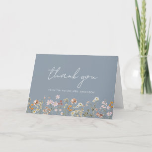 Dusty Blue Wildflower Bridal Shower Thank You Card
