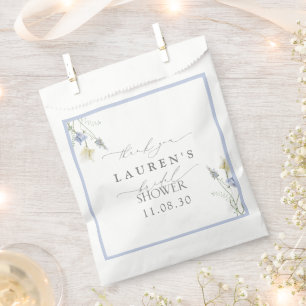 Dusty Blue Wildflower Bridal Shower Thank You Favour Bag