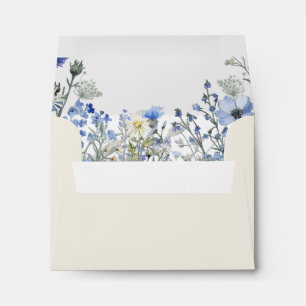 Dusty Blue Wildflower Cornflower Wedding Envelope