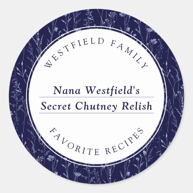 Dusty Blue Wildflower Family Recipe Food Label (Front)