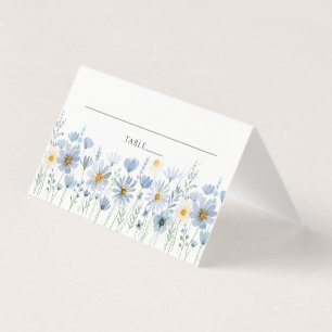 Dusty Blue Wildflower Floral Wedding Place Card