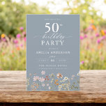 Dusty Blue Wildflower Garden Floral 50th Birthday Invitation<br><div class="desc">Celebrate in style with a garden floral calligraphy 50th birthday invitation, perfect for a milestone event. Featuring vibrant floral designs and elegant calligraphy, this invitation sets a whimsical yet sophisticated tone for your celebration. The lush garden theme blends natural beauty with graceful typography, creating a timeless and inviting look. Ideal...</div>