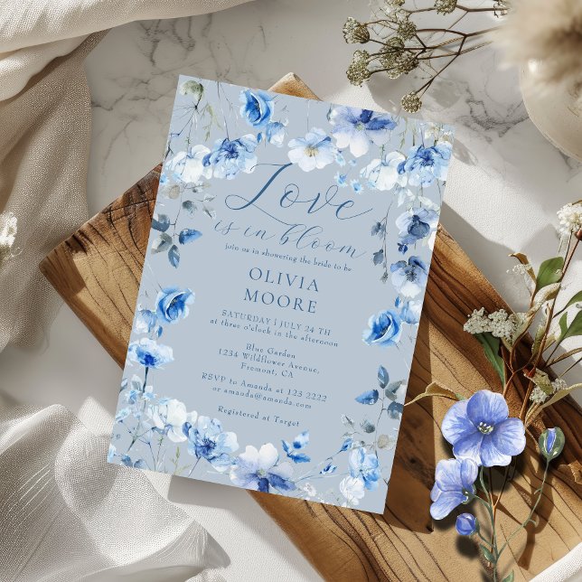 Dusty Blue Wildflower Love In Bloom Bridal Shower Invitation (Creator Uploaded)