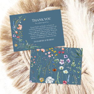 Dusty Blue Wildflower Meadow Wedding Thank You Card