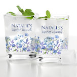 Dusty Blue Wildflower Personalised Bridal Shower Whiskey Glass<br><div class="desc">Our Dusty Blue and Lavender Wildflower Personalised Whiskey Glass, a charming addition to any bridal shower or brunch celebration. With its wildflower themed design, this glass serves as a beautiful memento of your special day. Whether it's for bridal shower games, door prizes, or guest favours, these personalised glasses are sure...</div>