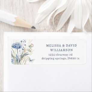 Dusty Blue Wildflower Return Address Label
