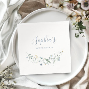Dusty Blue Wildflower Rustic Boho Bridal Shower  Napkin