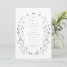Dusty Blue Wildflower Rustic Boho Graduation