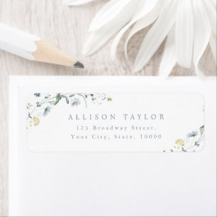 Dusty Blue Wildflower Rustic Boho Return Address Return Address Label