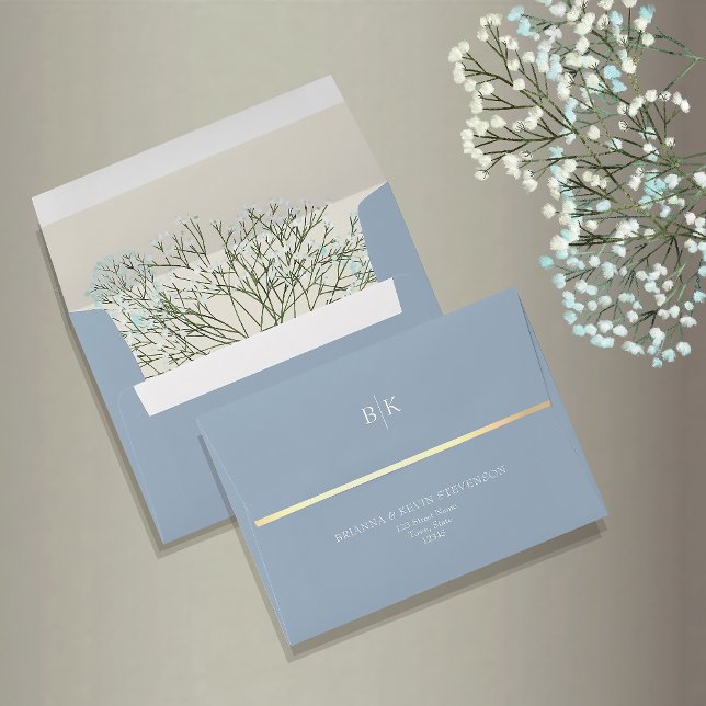 Dusty Blue Wildflower Wedding Envelope (Creator Uploaded)