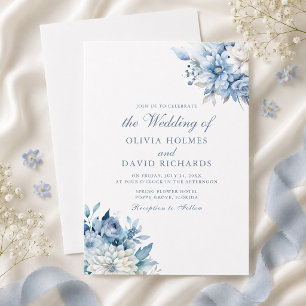 Dusty Blue Wildflower Wedding Invitation