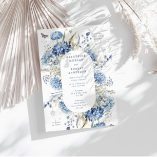 Dusty Blue Wildflower Wedding Invitation