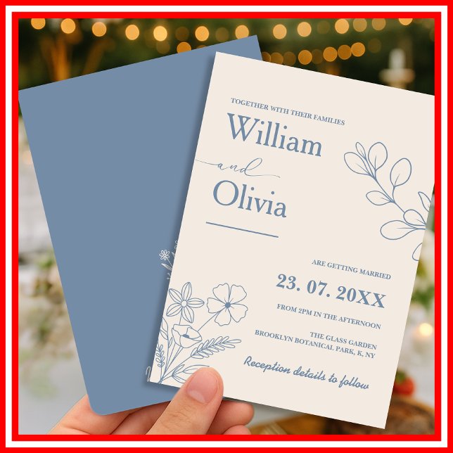 Dusty Blue Wildflower Wedding Invitation (Creator Uploaded)