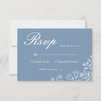 Dusty Blue Wildflower Wedding RSVP Card